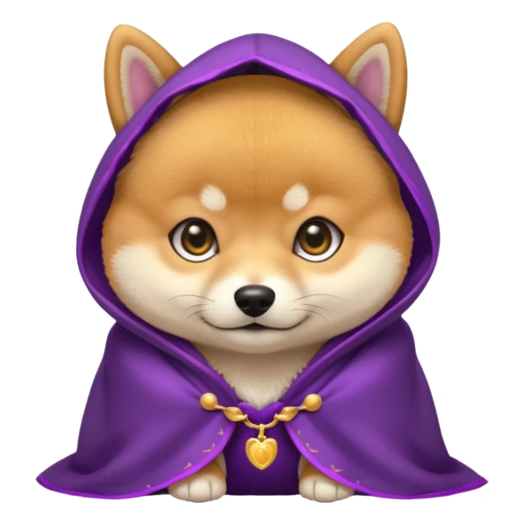 baby shiba dog, in magic purple cloak sticker