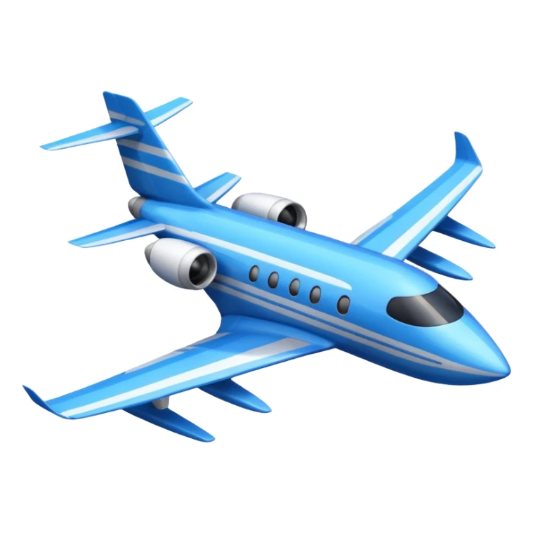 A compact jet with a blue-striped body and angled wings, climbing upward with steady power.
 sticker