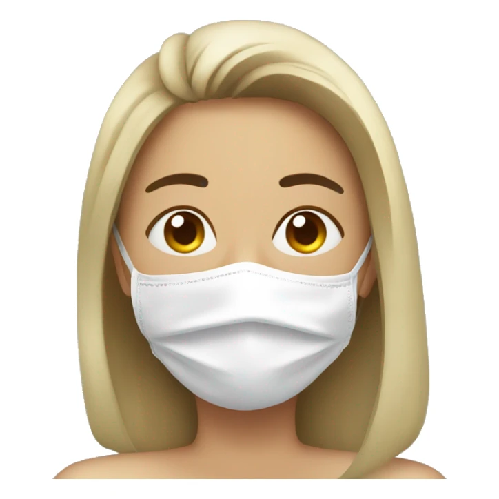 A sick woman have mask  sticker