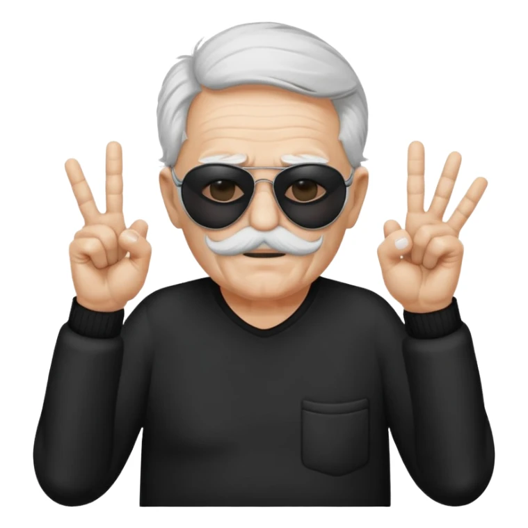 Some white old guy with a mask on and black shades with it also holding up the middle fingers sticker
