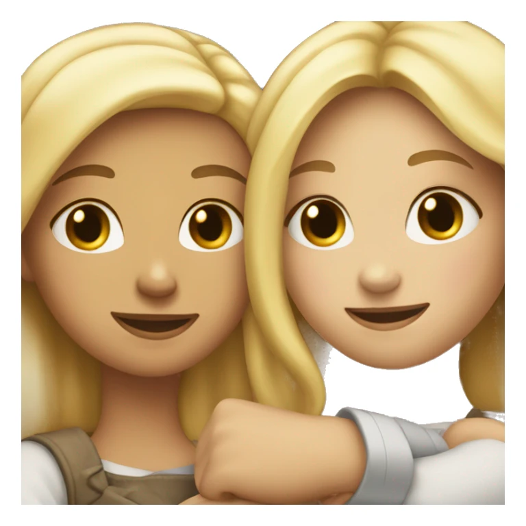 two blond girl friends hugging each other  sticker