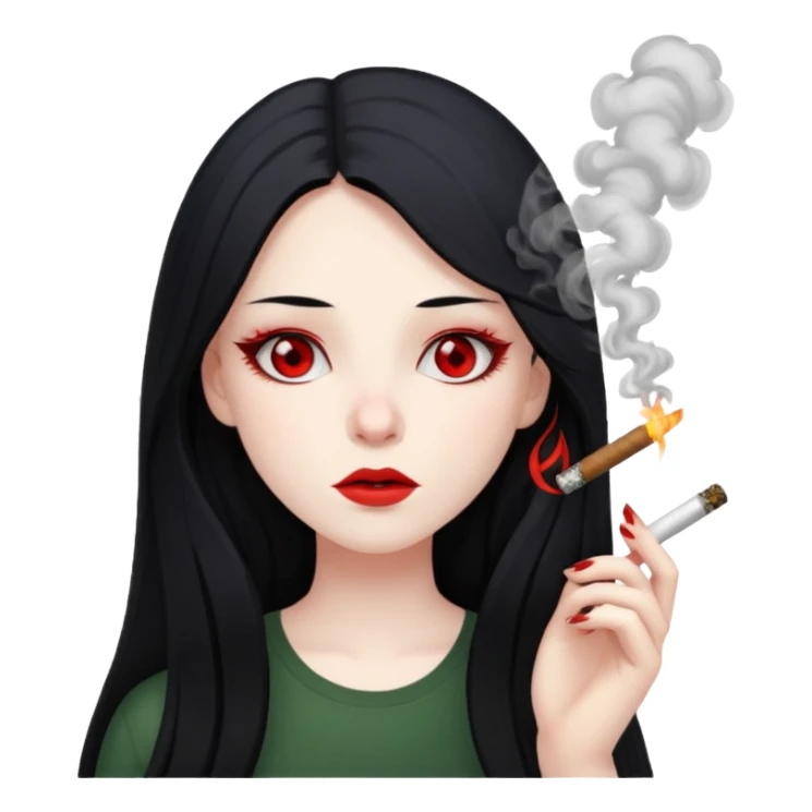 A girl with long hair smoking marijuana with red eyes  sticker
