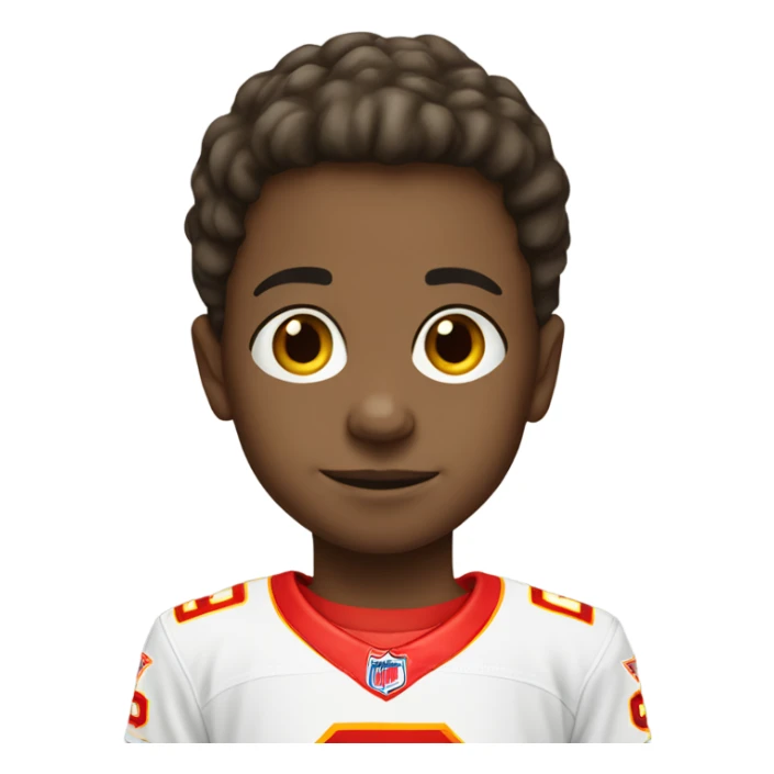 Small white eight year old boy wearing chiefs merch sticker