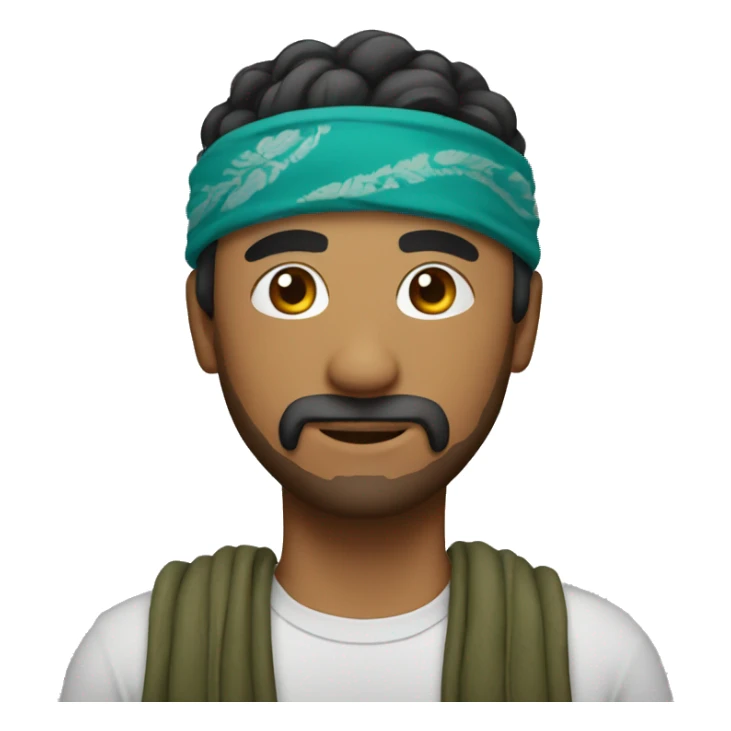 man in haki color bandana sticker