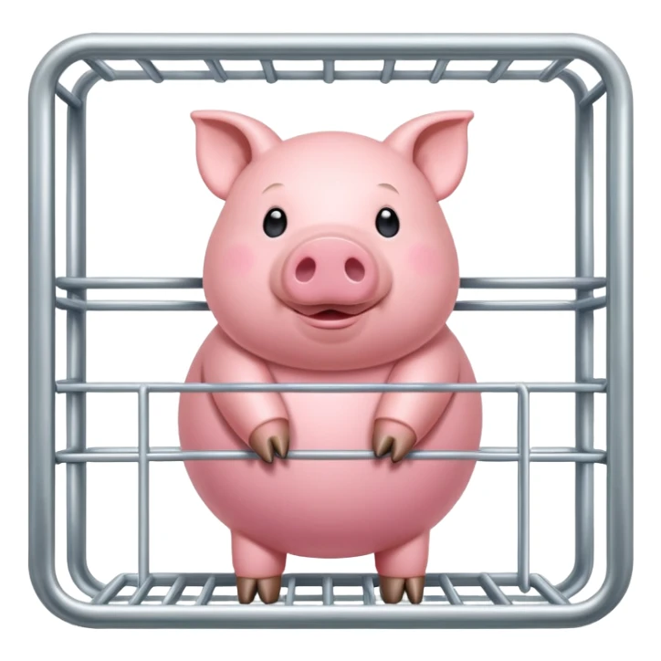 A pig, in a cage, on antibiotics sticker