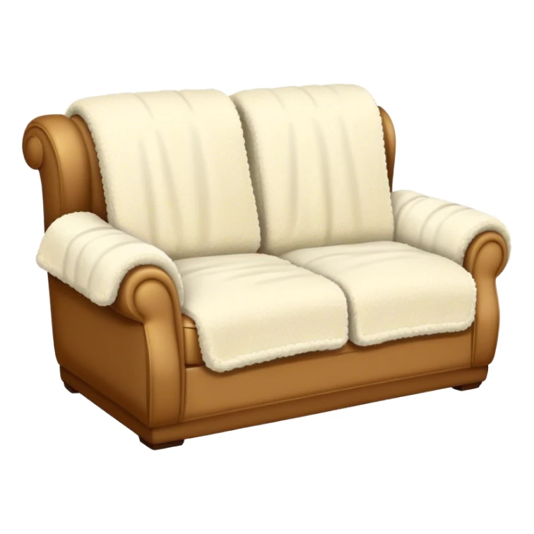 Simple cream sherpa sofa with blanket and open book on it sticker