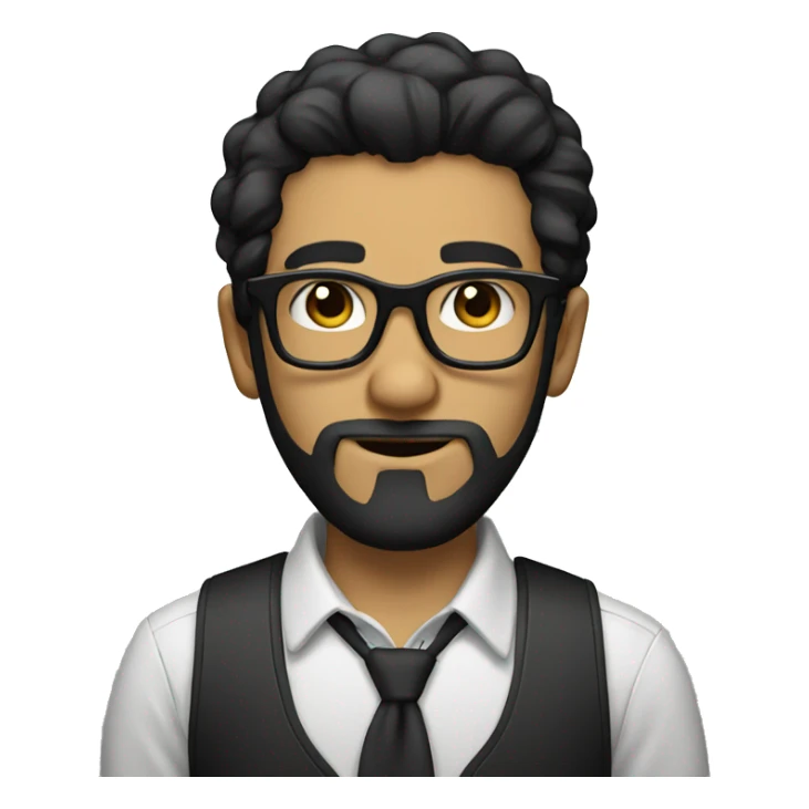 cool nerd with black hair and glasses and beard sticker