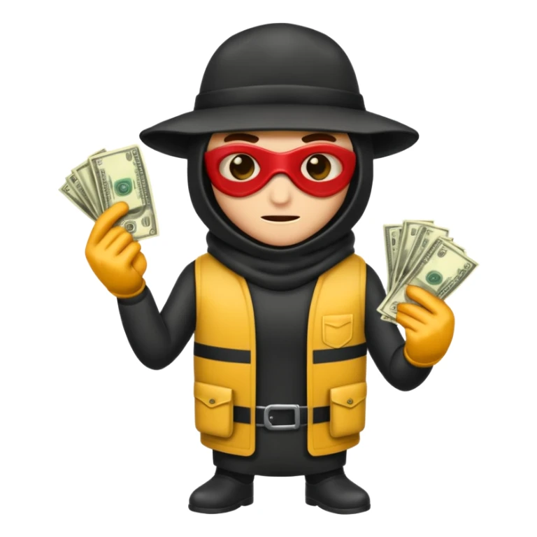 Robber with money na mão direita  sticker