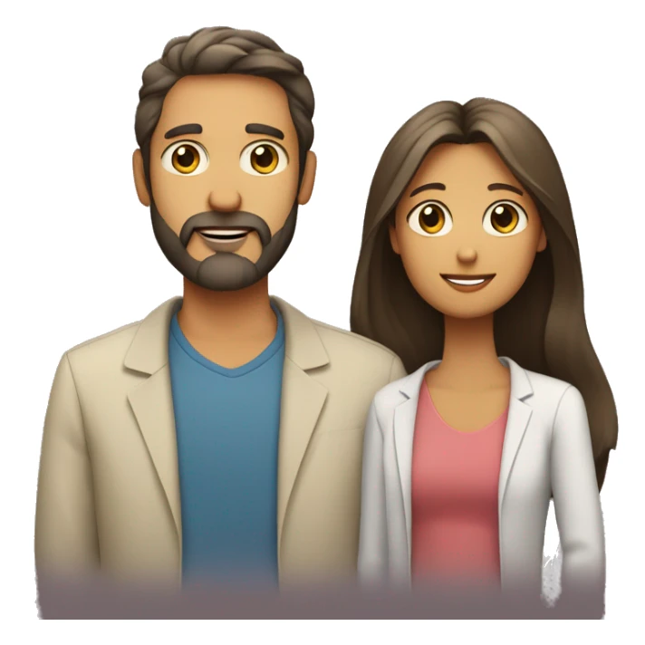 father with beard mother with long hair daughter with long hair sticker