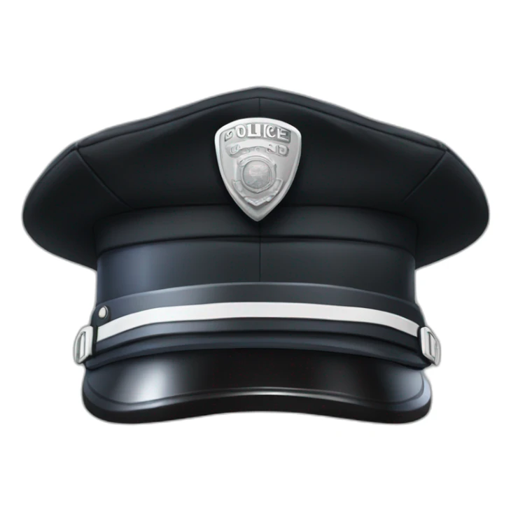 realistic black police hat with white alas-poor-Yorick logo sticker