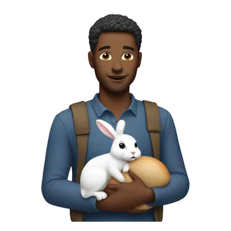 white man holding a bunny sticker