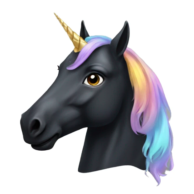 black horse with unicorn horn sticker
