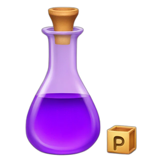 purple potion flask with the letter p written on it sticker