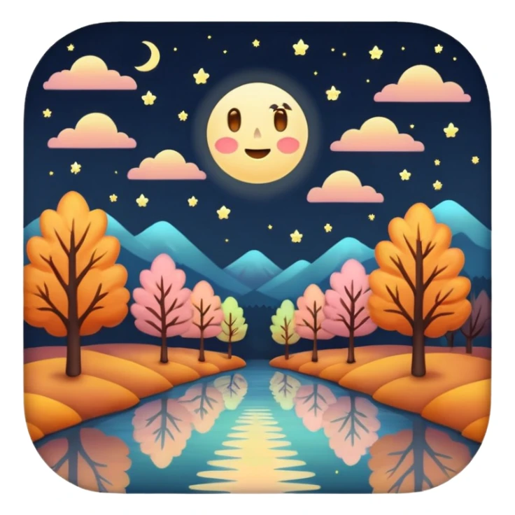 soft pastel autumn night lights sticker