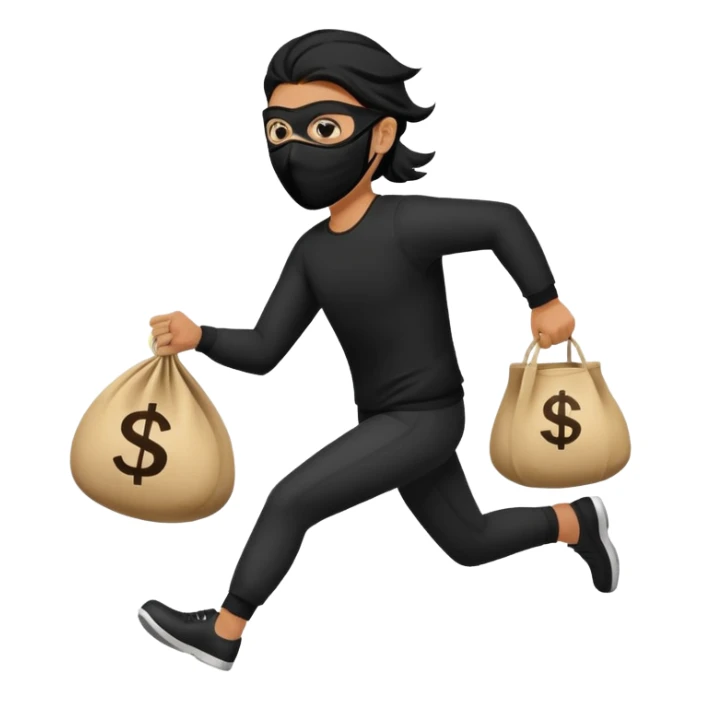 Thief running away with money bag  sticker