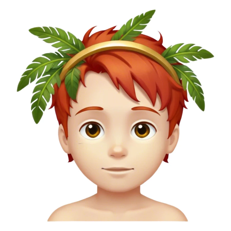 holy boy with red hair halo and palm branch sticker