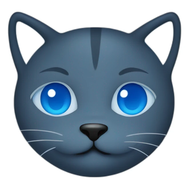 Blue simplistic sketch of a cute cat face sticker