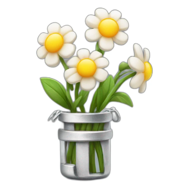 Blooming flowers wrapped around silver metal bar sticker