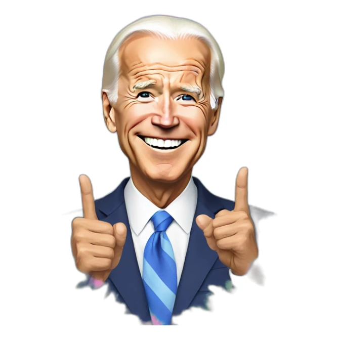 Joe biden making a peace sign wearing tie dye sticker