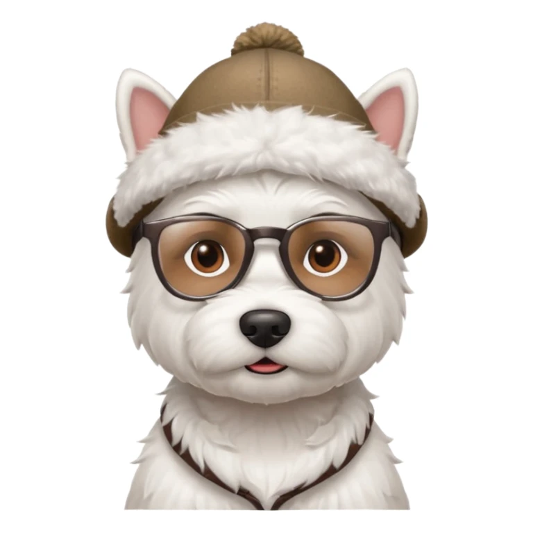 Westie Dog with Glasses and hat sticker