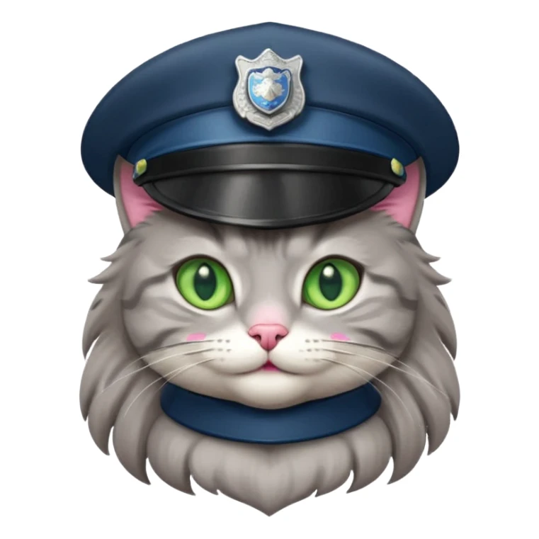 happy grey long hair cat police sticker
