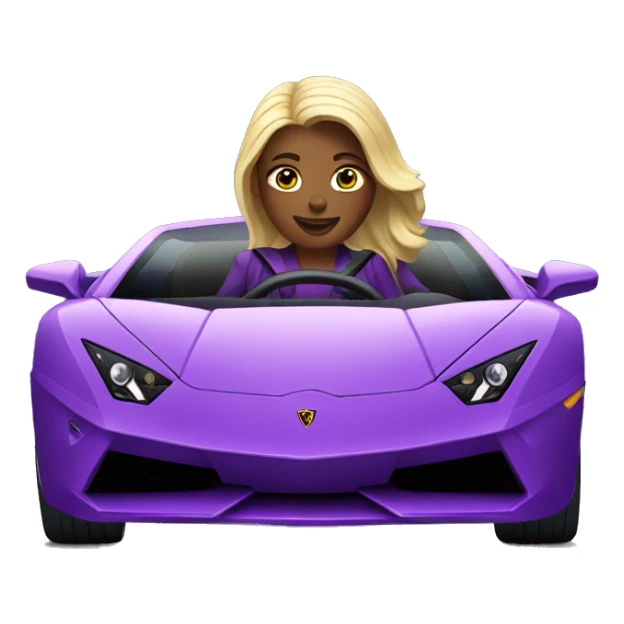  woman driving a purple Lamborghini sticker