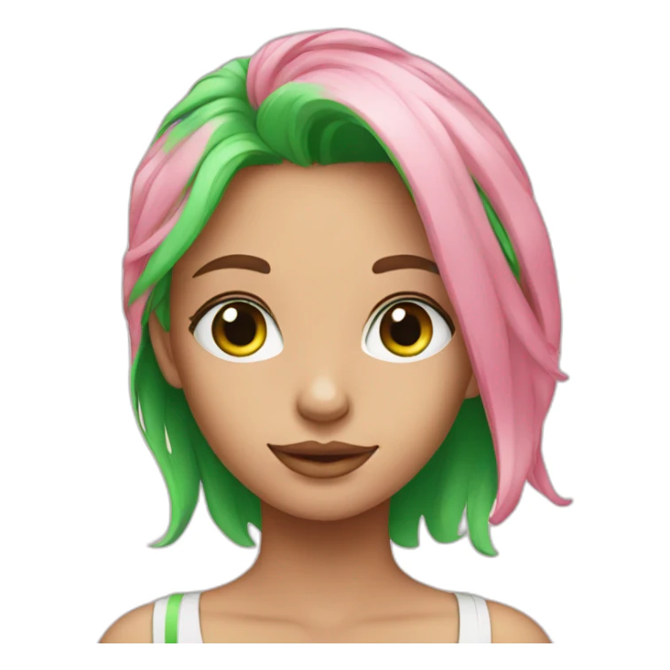 Young beautiful lady with pink hair and bright green eyes  sticker