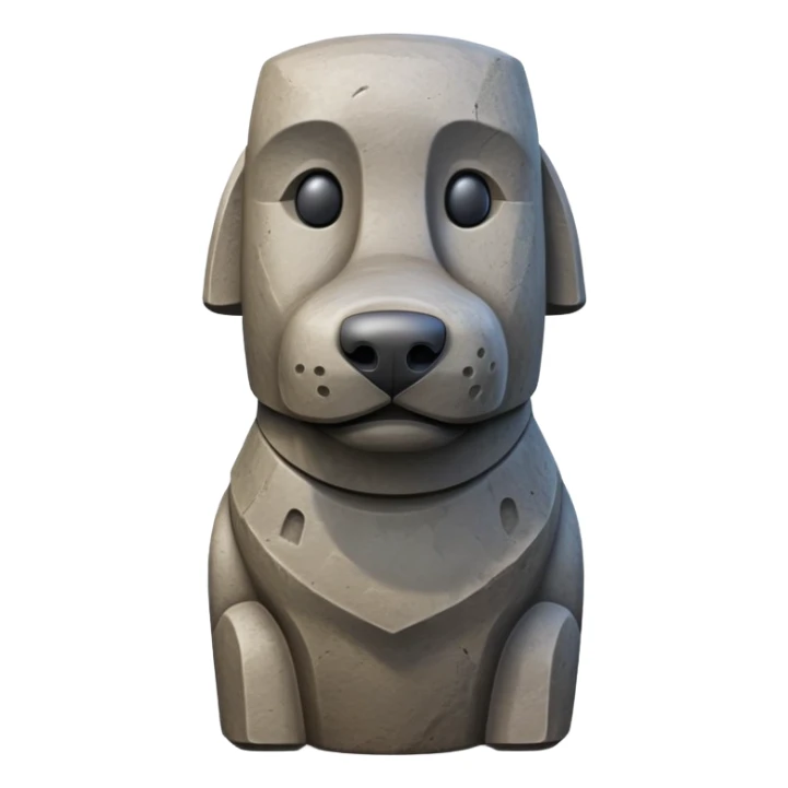 moai statue in shape of a dog, easter island dog statue sticker
