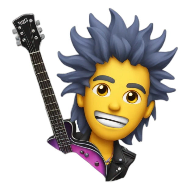 rocker with guitar and punky colorful crest hair  sticker