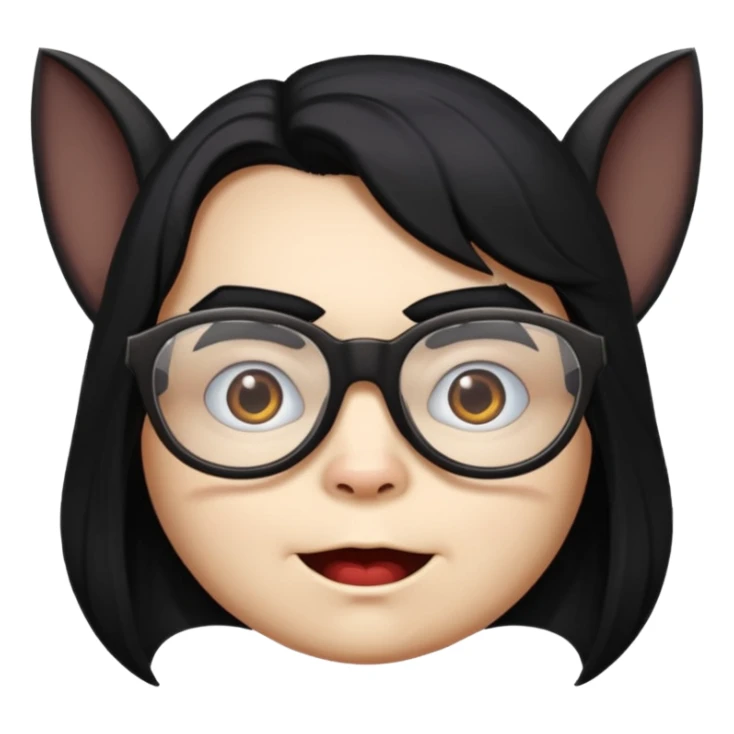 long hair bat with glasses sticker