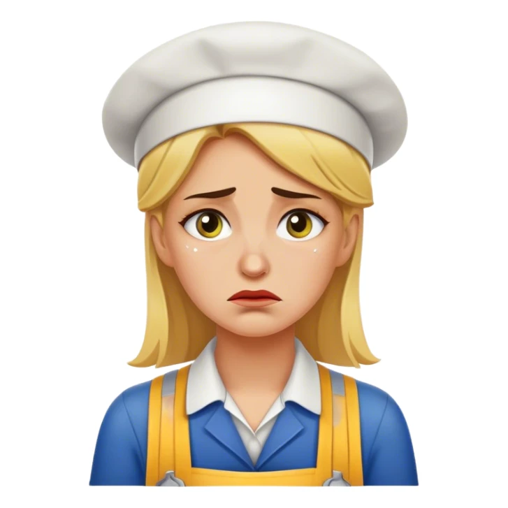 Caucasian female Subway Restaurant worker crying sticker