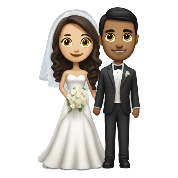 dark brown haired bride with a tall latino groom  sticker
