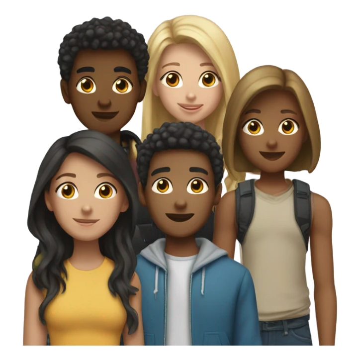 3 girl teenagers , 3 boy teenagers sticker