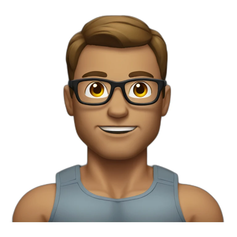 bodybuilder with brown hair and glasses without beard and clothes  sticker