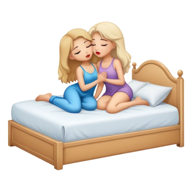 Two girls full body kissing sfw in the bed sticker