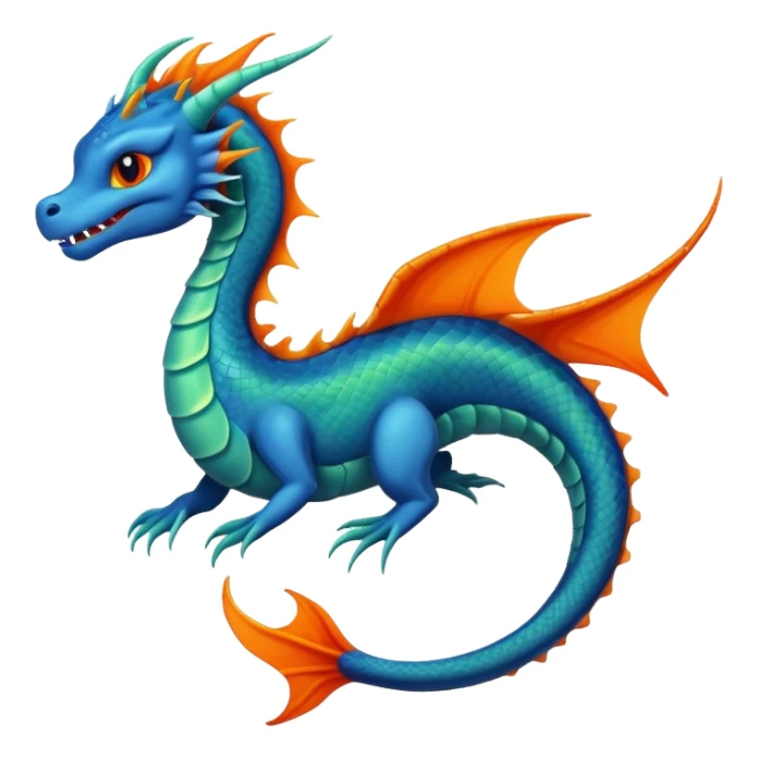 Blue and green sea Dragon with a firey orange tom cat sticker