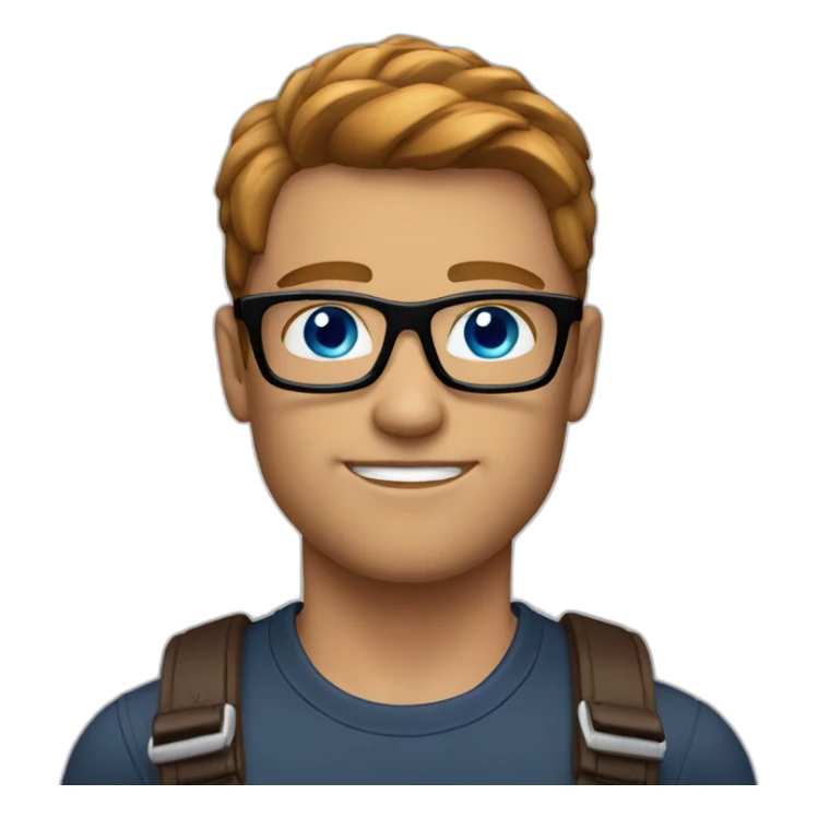 Muscular-Men-with-black-glasses-blue-eyes-and-short-chestnut-hair sticker