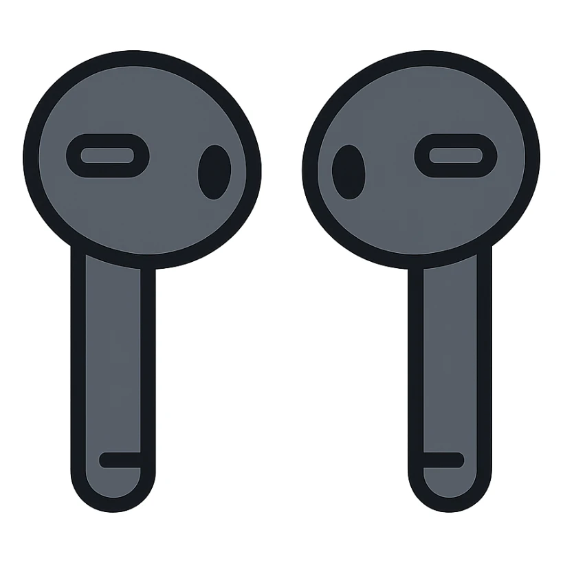 black AirPods, flat color icon style sticker