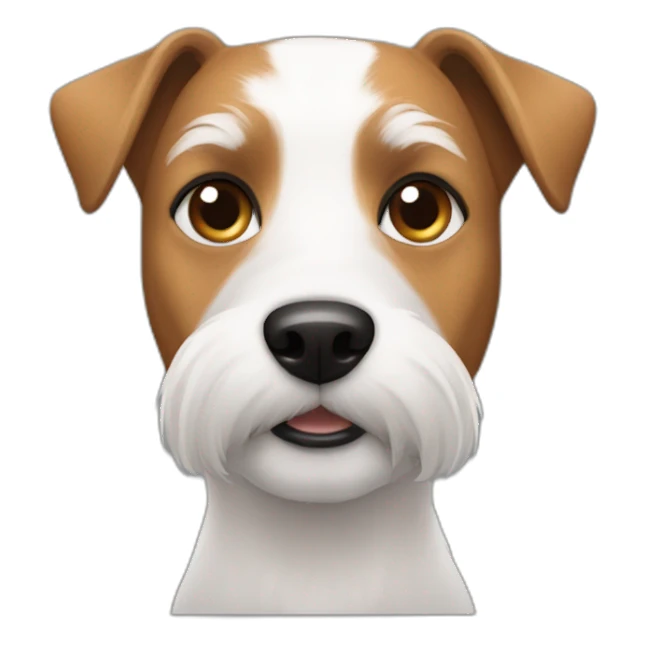 Man with modern hair cut white no tshirt with jack russell terrier dog sticker