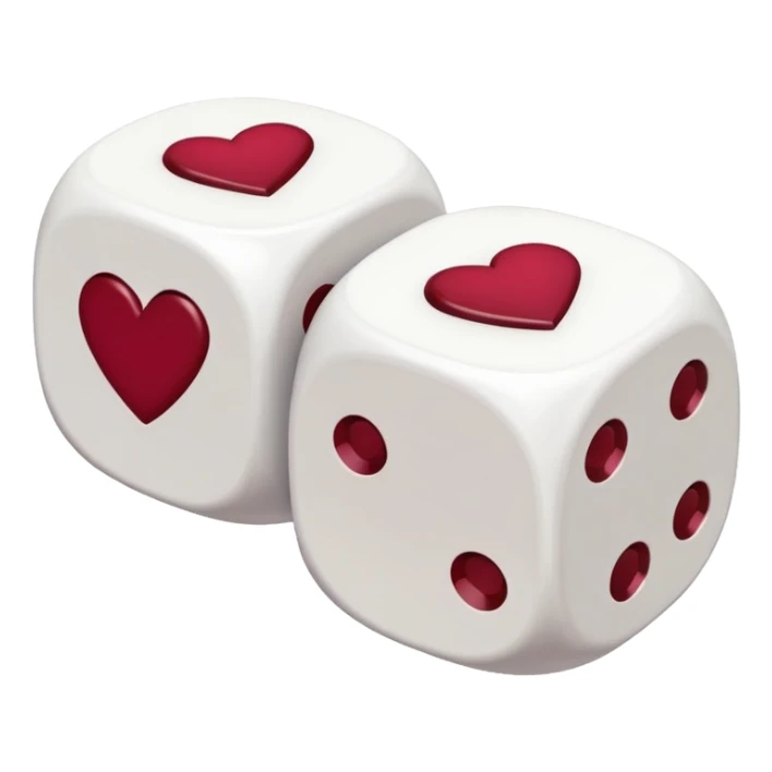 two dices in with burgundy red heart details sticker