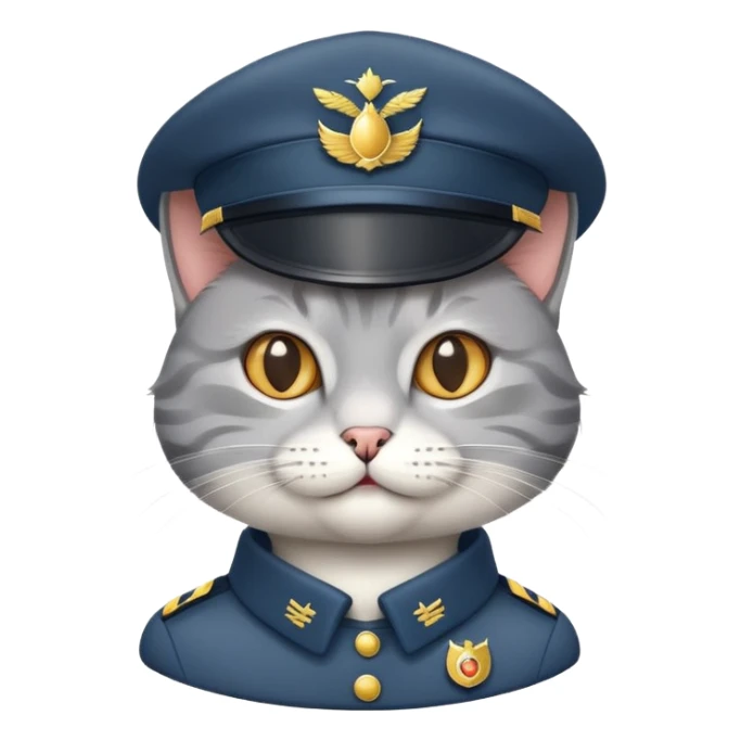 cat with a smirk wearing a cadet hat sticker