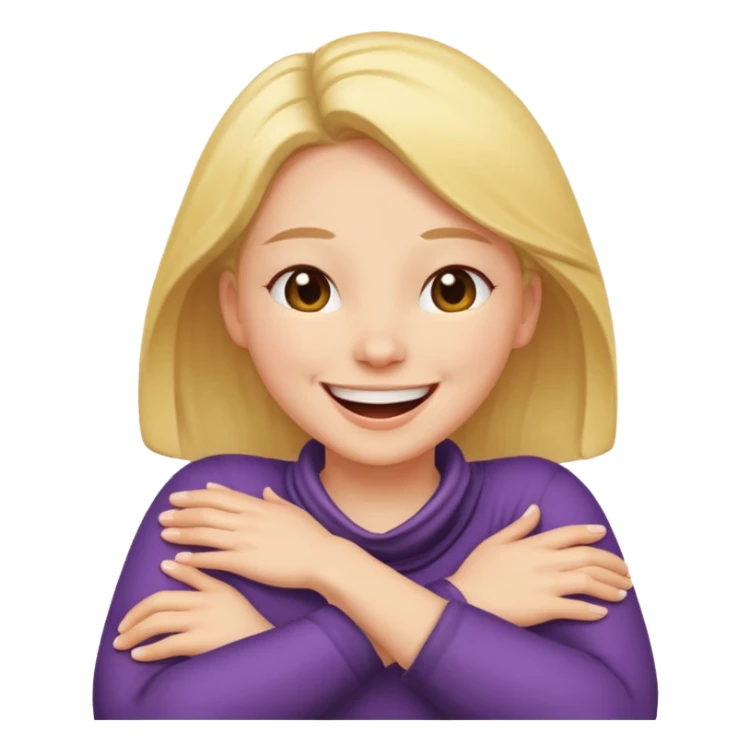 Person laughing with arms crossed around her neck  sticker