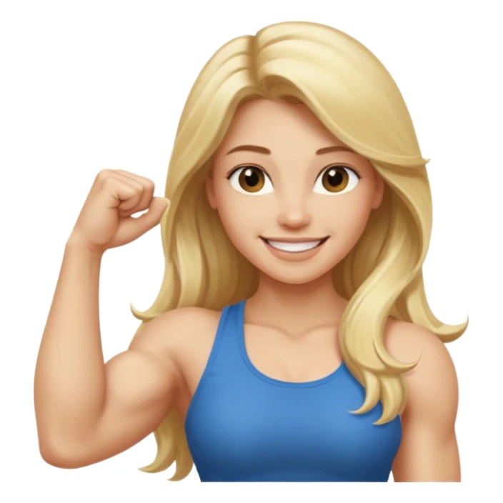 blonde long hair young women show biceps emoji sticker