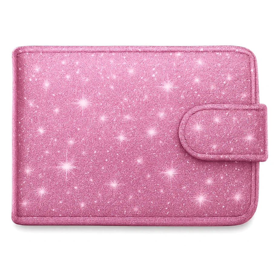 girly sparkling wallet, pink color sticker