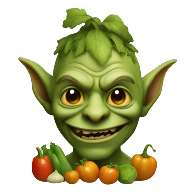 A goblin made out of vegetables sticker