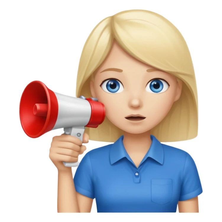 blue eyes blonde girl with megaphone saying timeout sticker