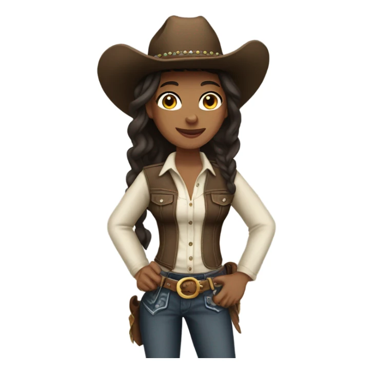 Attractive brunette cowgirl with light skin sticker