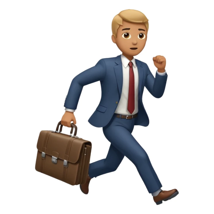 A man in a suit running with a briefcase sticker