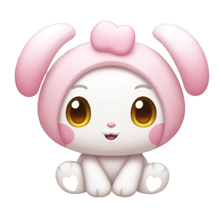 my melody from sanrio with light pink hearts for eyes sticker