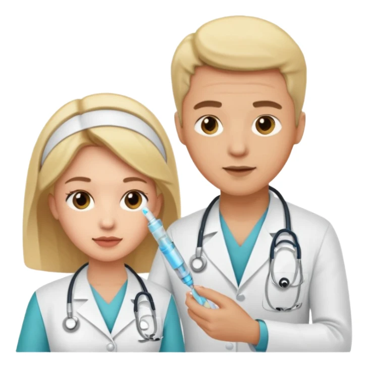 Doctor give nurse an injection  sticker